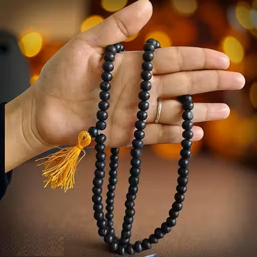 Original Karungali Mala 8mm 108 Beads (Yellow Thread)