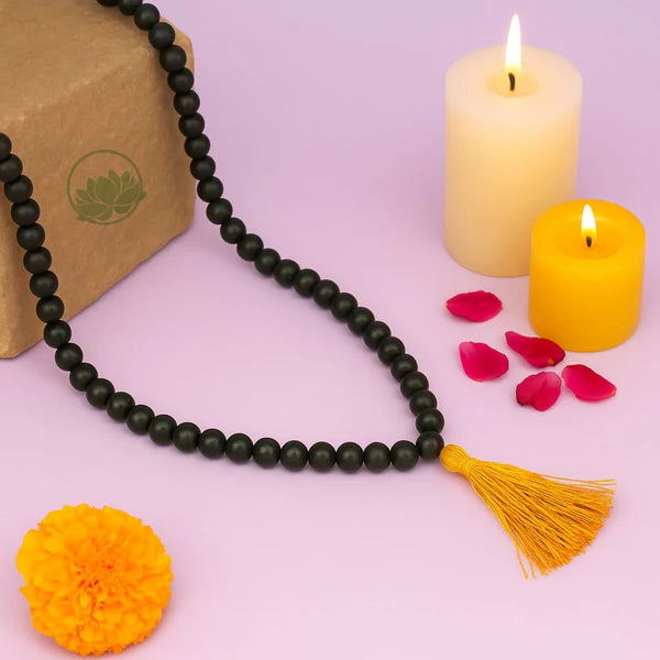Original Karungali Mala 8mm 108 Beads (Yellow Thread)