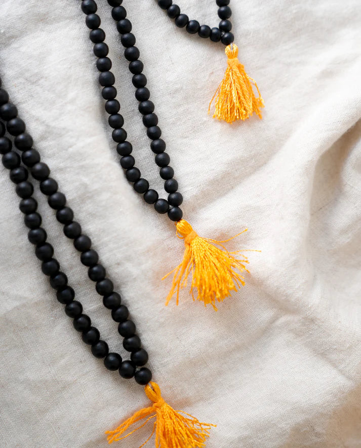 Original Karungali Mala 8mm 108 Beads (Yellow Thread)